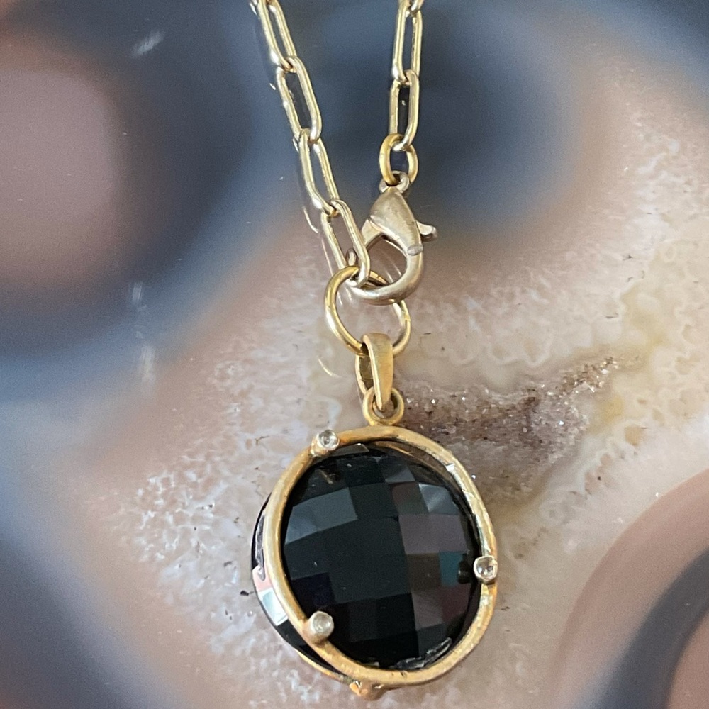 Smoky quartz gold paper clip necklace handmade